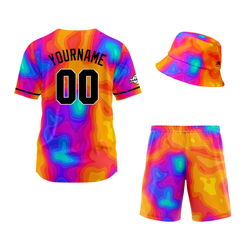 Custom Hawaiian Baseball Jersey and Shorts Set 2 Pieces Print Beach Suit with adults and kid for Bucket Hats