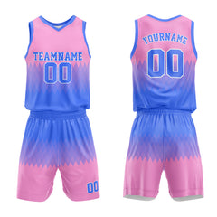 Custom Blue-Pink Basketball Jersey for man women uniform Suit Kids Adults Personalized Jersey