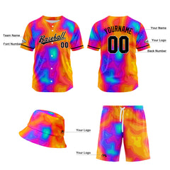 Custom Hawaiian Baseball Jersey and Shorts Set 2 Pieces Print Beach Suit with adults and kid for Bucket Hats