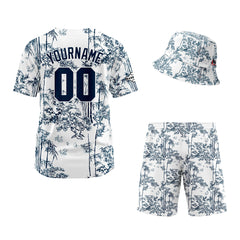 Custom Hawaiian Baseball Jersey and Shorts Set 2 Pieces Print Beach Suit with adults and kid for Bucket Hats