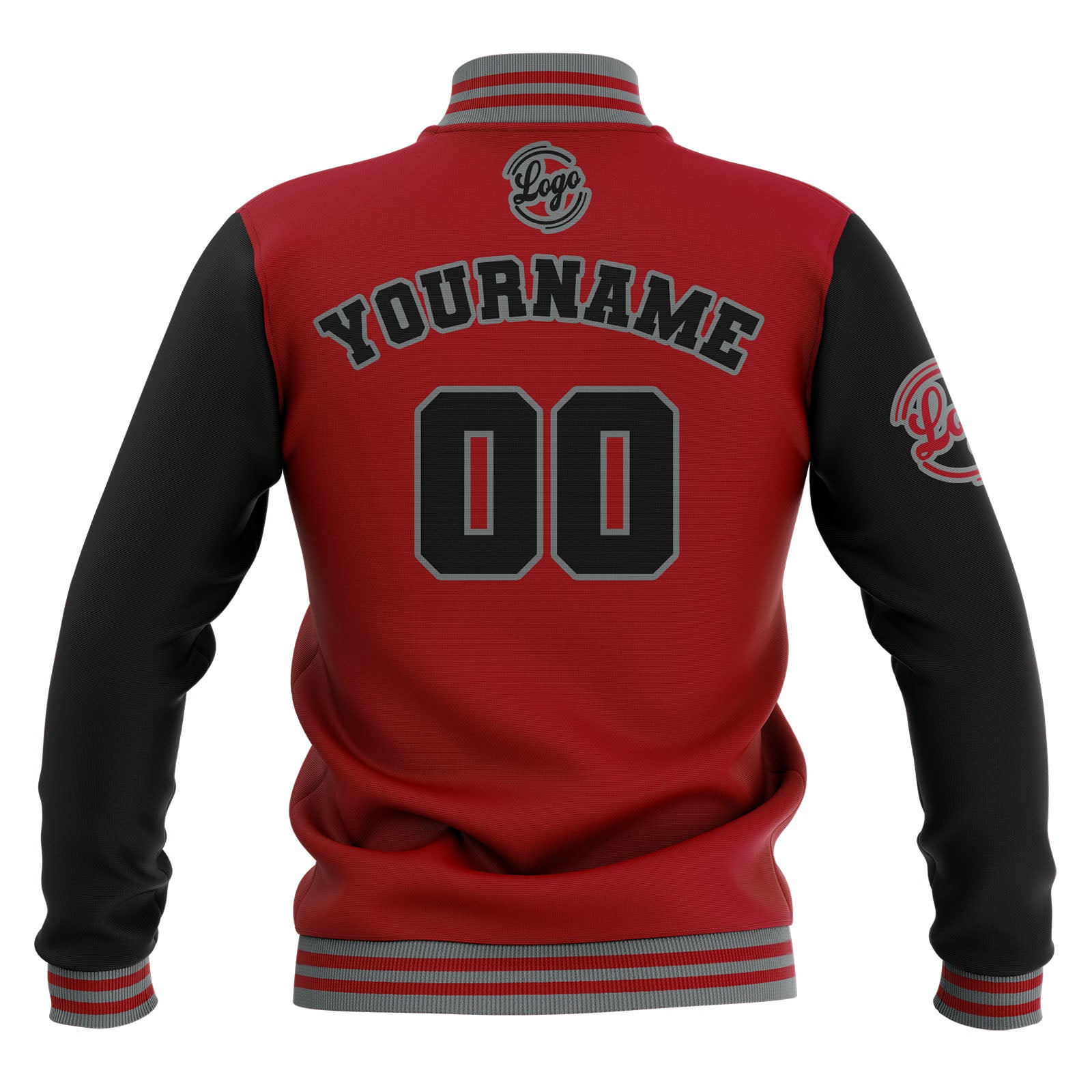 Custom Black Red Grey  Waterproof Varsity Jackets Personalized Stitched Name Number Logo to Letterman Jackets