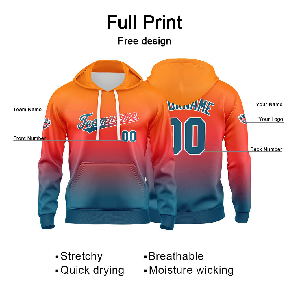 Custom Sweatshirt Hoodie For Man Woman Girl Boy Print Your Logo Name Number Orange Lake Blue