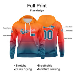 Custom Sweatshirt Hoodie For Man Woman Girl Boy Print Your Logo Name Number Orange Lake Blue