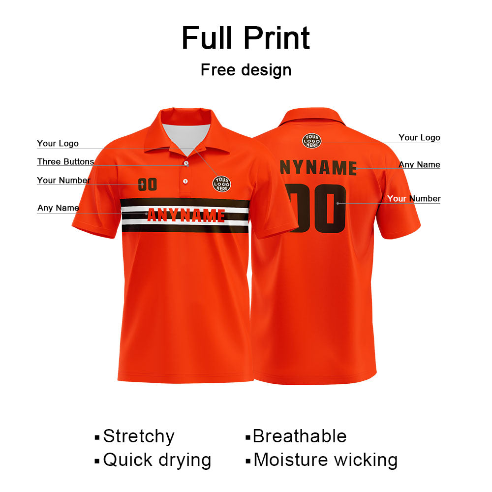 Custom Football Polo Shirts  for Men, Women, and Kids Add Your Unique Logo&Text&Number Cleveland