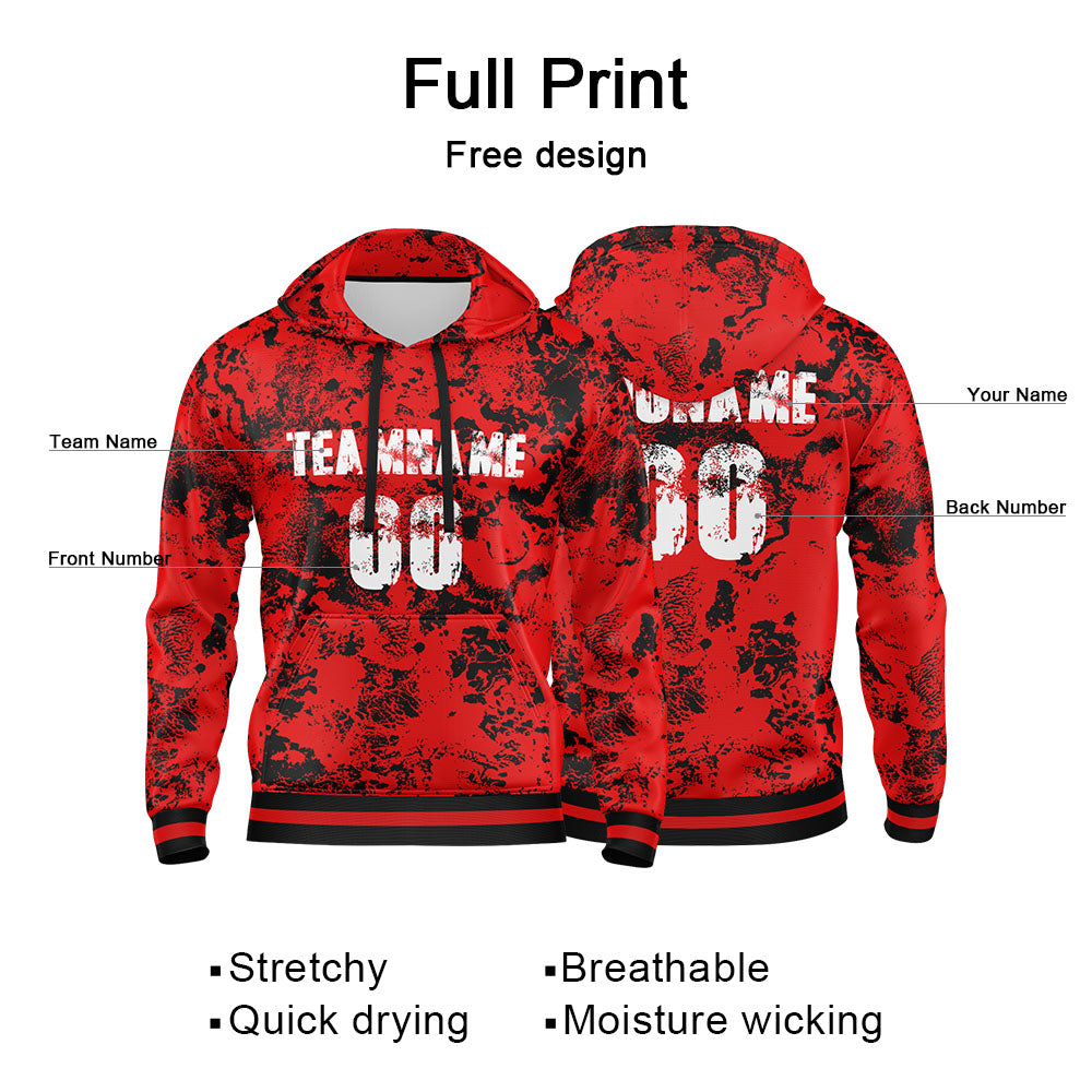 Custom Red White-Black 3D Pattern Design Bomber Full-Snap Varsity  Hoodie