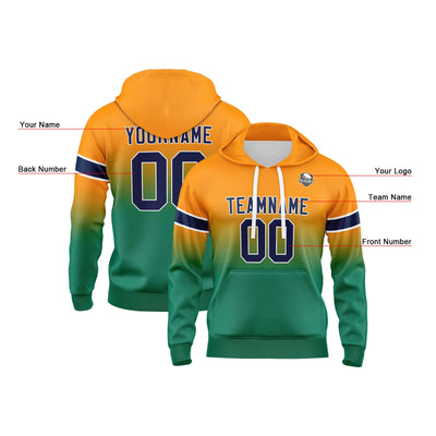 Custom Gradient Hoodie For Man Woman Girl Boy Print Your Logo Name Number Orange Green