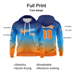 Custom Sweatshirt Hoodie For Man Woman Girl Boy Print Your Logo Name Number Blue Orange