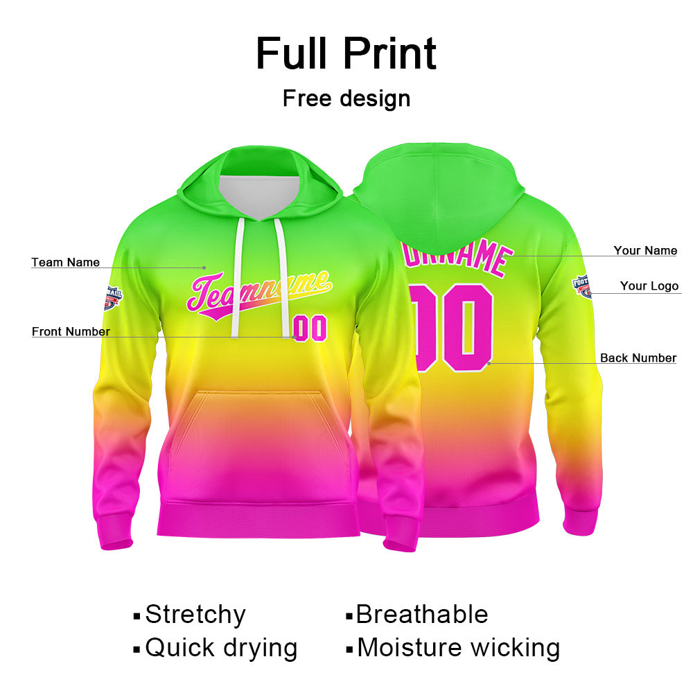 Custom Sweatshirt Hoodie For Man Woman Girl Boy Print Your Logo Name Number Green Yellow  Pink