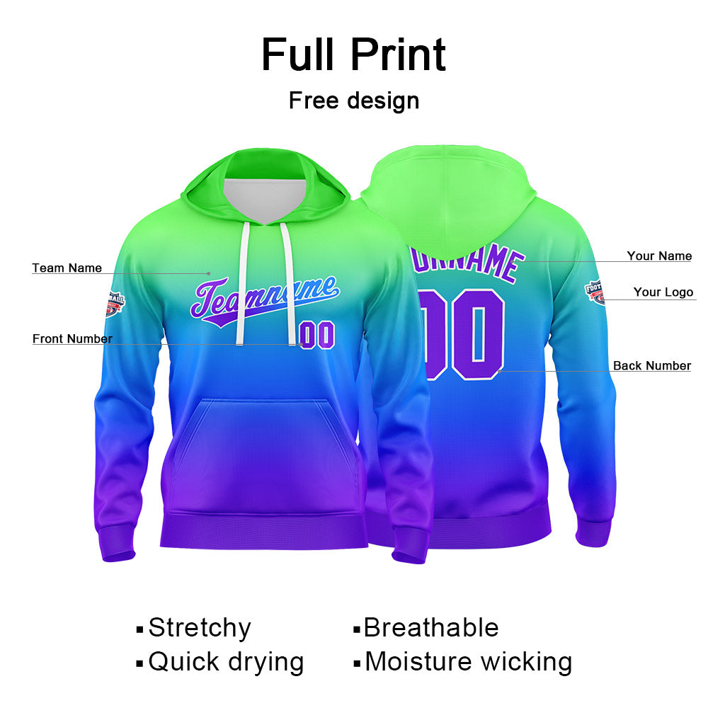 Custom Sweatshirt Hoodie For Man Woman Girl Boy Print Your Logo Name Number Green Blue Purple