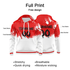 Custom Red White-Black 3D Pattern Design Bomber Full-Snap Varsity  Hoodie