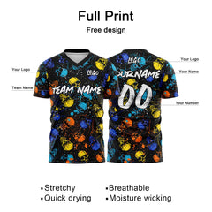 Custom Splash Skull-Blue&Yellow T-Shirts for Sports Fans, Personalized Name and Number