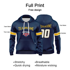 Custom Sweatshirt Hoodie For Men Women Girl Boy Print Your Logo Name Number Navy&Yellow&White