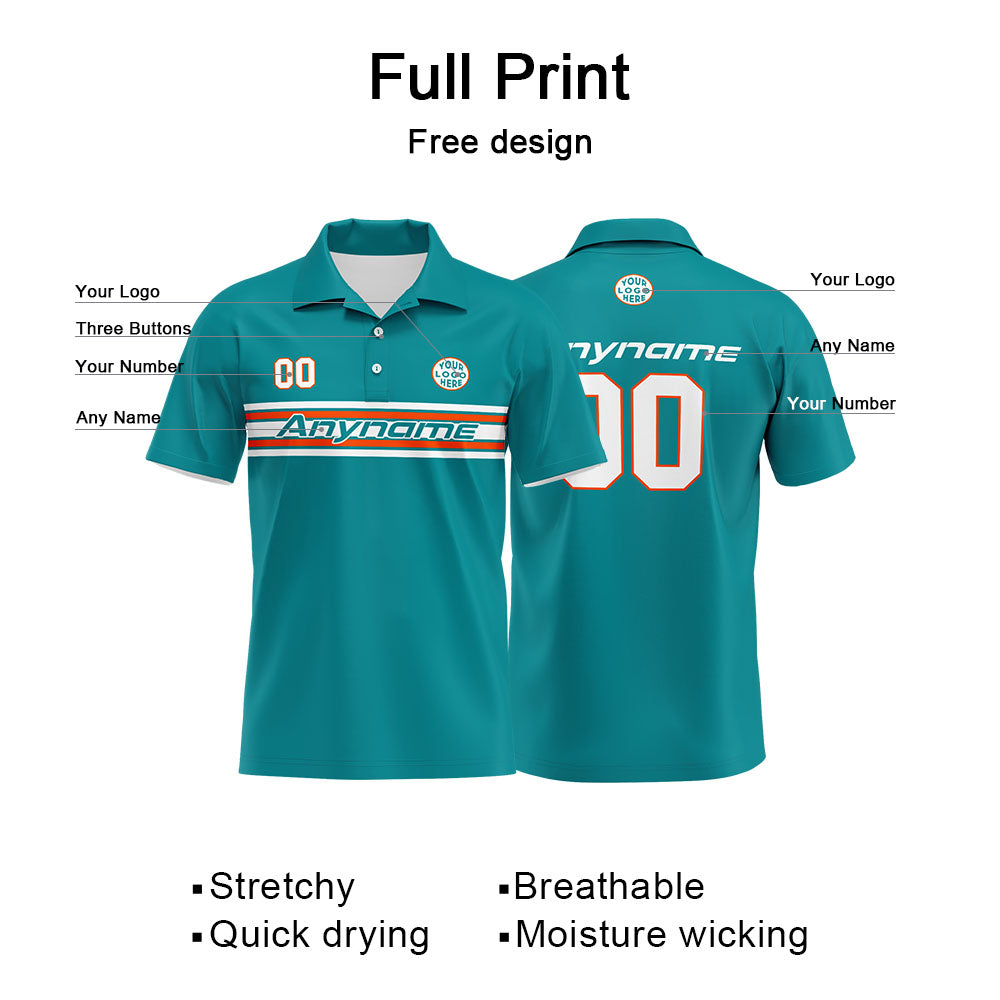 Custom Football Polo Shirts  for Men, Women, and Kids Add Your Unique Logo&Text&Number Miami