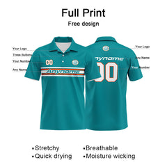 Custom Football Polo Shirts  for Men, Women, and Kids Add Your Unique Logo&Text&Number Miami