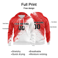 Custom Red&White&Black 3D Pattern Design Bomber Full-Snap Varsity  Hoodie