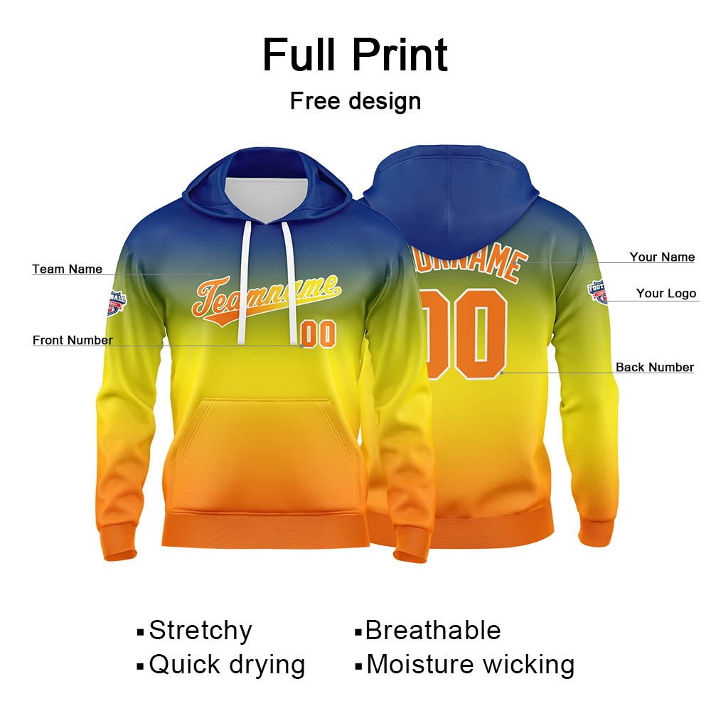 Custom Sweatshirt Hoodie For Man Woman Girl Boy Print Your Logo Name Number Yellow Orange