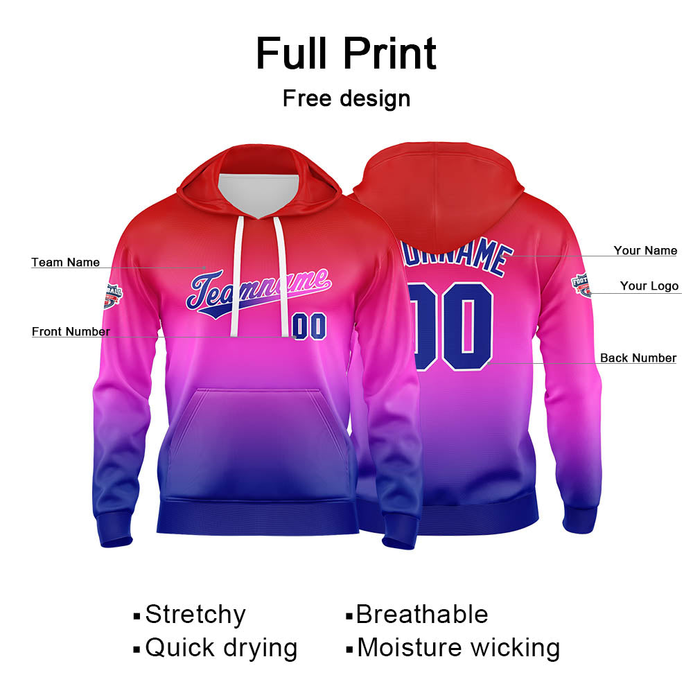 Custom Sweatshirt Hoodie For Man Woman Girl Boy Print Your Logo Name Number Red Purple Blue