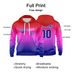 Custom Sweatshirt Hoodie For Man Woman Girl Boy Print Your Logo Name Number Red Purple Blue