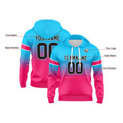 Custom Gradient Hoodie For Man Woman Girl Boy Print Your Logo Name Number Light Blue Pink