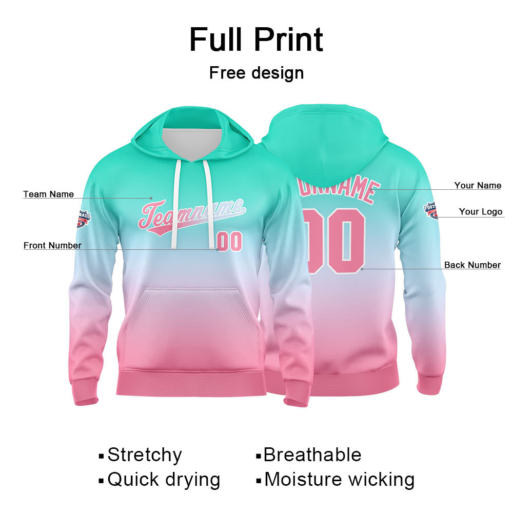 Custom Sweatshirt Hoodie For Man Woman Girl Boy Print Your Logo Name Number Green Pale Pink