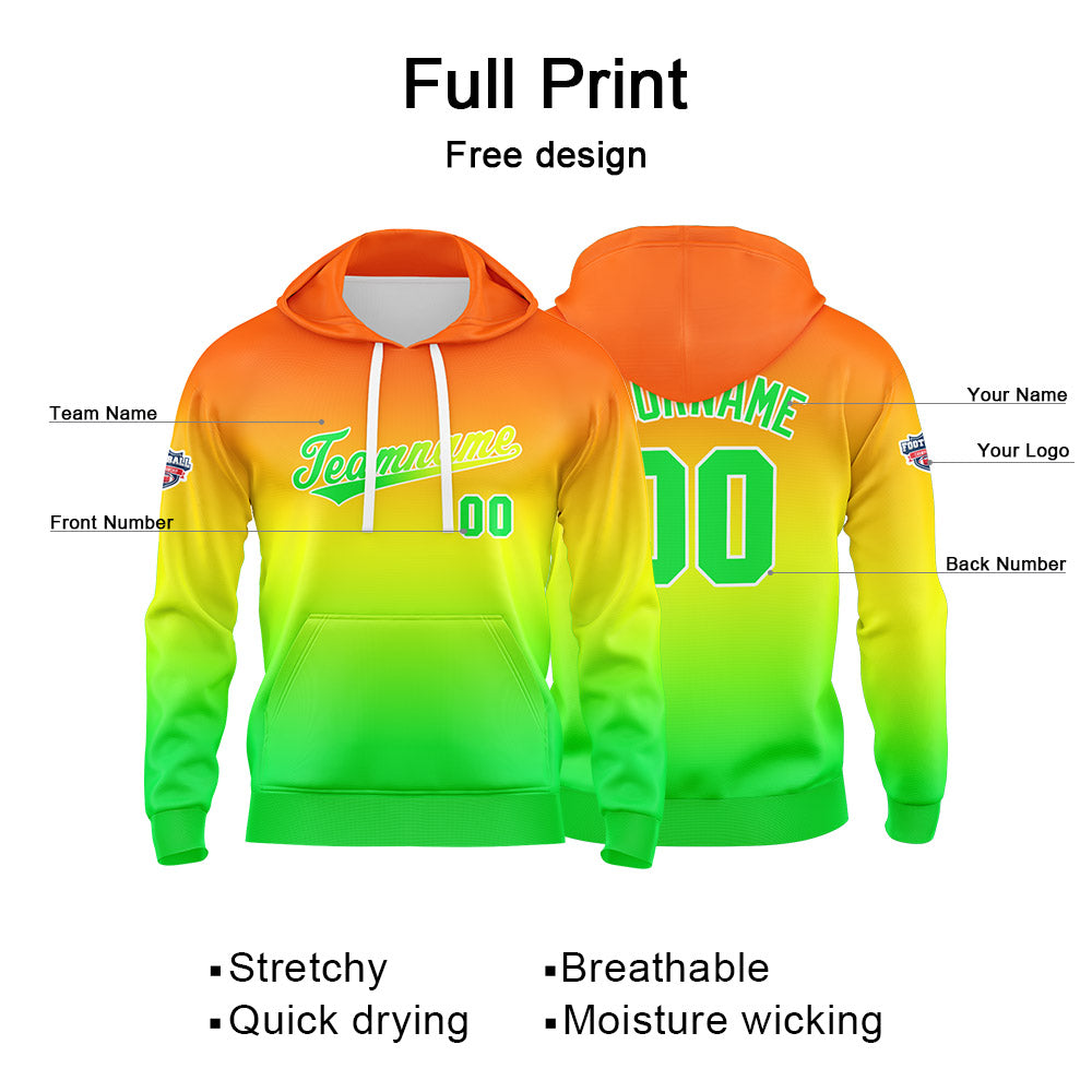 Custom Sweatshirt Hoodie For Man Woman Girl Boy Print Your Logo Name Number Orange Yellow Green