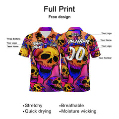 Custom Fantasy Skeleton-Rose&Royal Football Polo Shirts Add Your Unique Logo/Name/Number