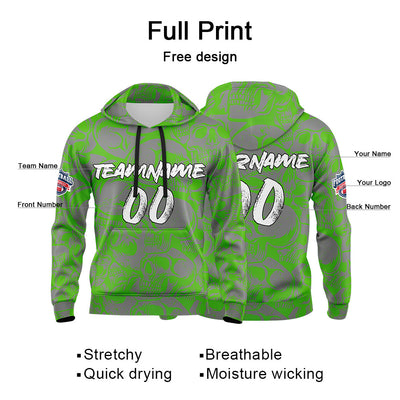 Custom Sweatshirt Hoodie For Man Woman Girl Boy Print Your Logo Name Number Green&Grey