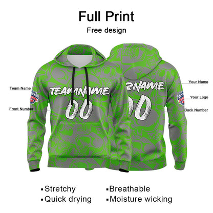Custom Sweatshirt Hoodie For Man Woman Girl Boy Print Your Logo Name Number Green&Grey