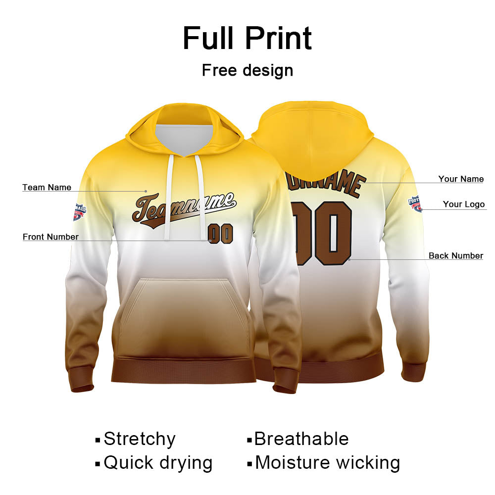 Custom Sweatshirt Hoodie For Man Woman Girl Boy Print Your Logo Name Number Yellow White