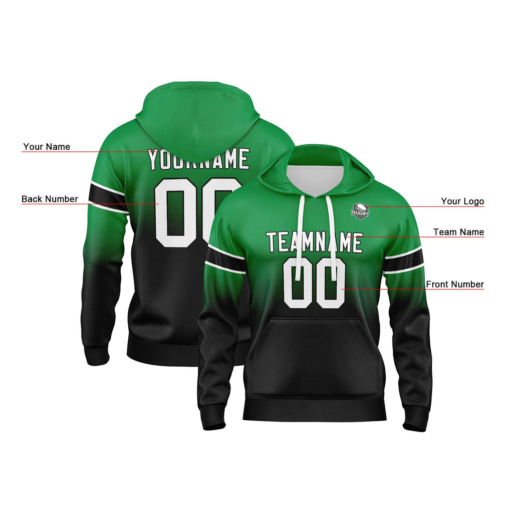 Custom Gradient Hoodie For Man Woman Girl Boy Print Your Logo Name Number Green Black