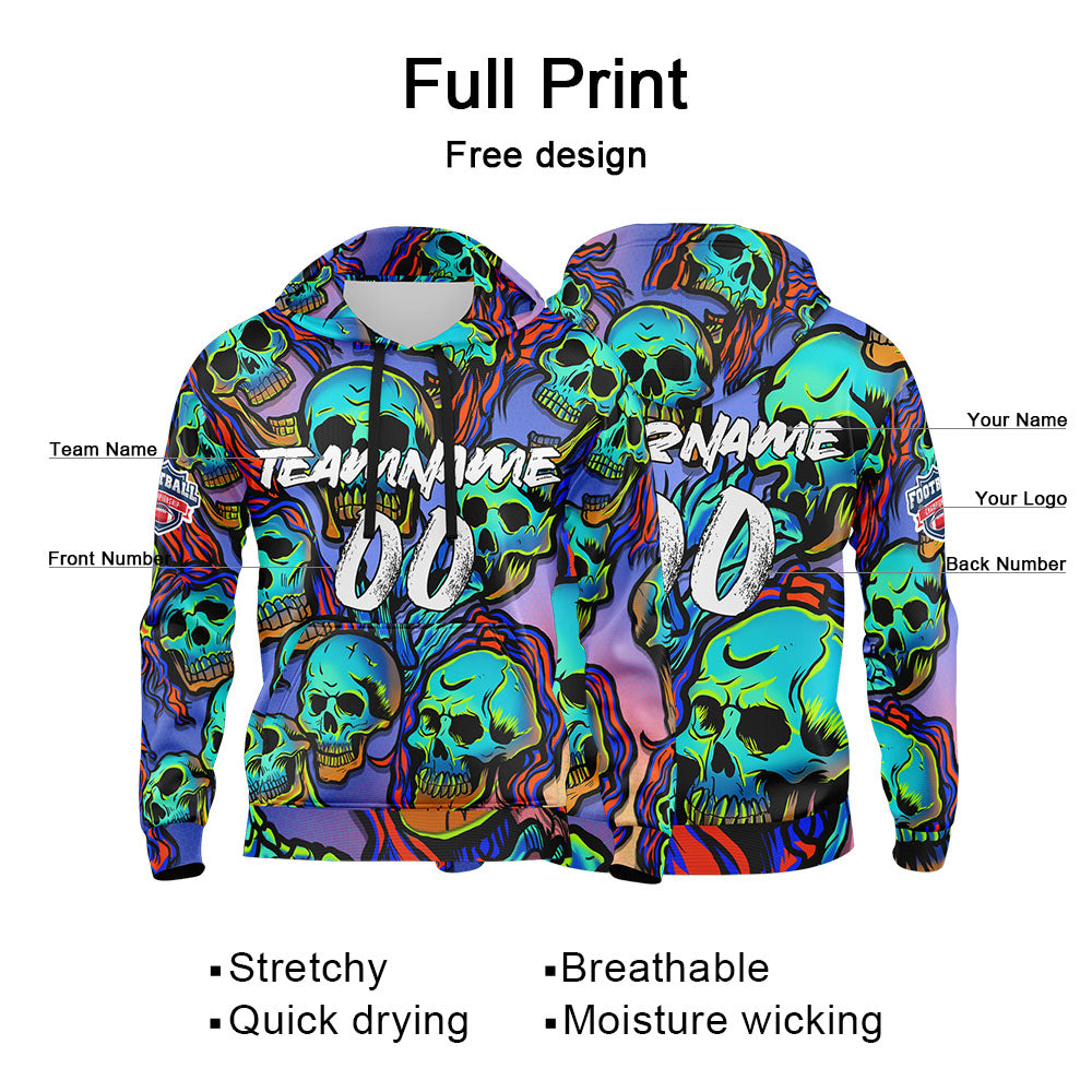 Custom Sweatshirt Hoodie For Man Woman Girl Boy Print Your Logo Name Number Purple&Neon Green