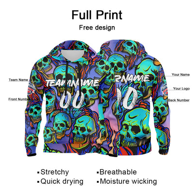 Custom Sweatshirt Hoodie For Man Woman Girl Boy Print Your Logo Name Number Purple&Neon Green