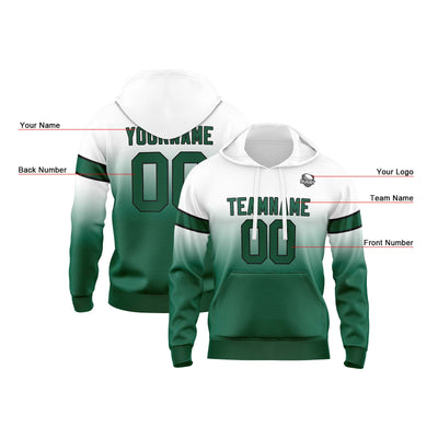 Custom Gradient Hoodie For Man Woman Girl Boy Print Your Logo Name Number White Green