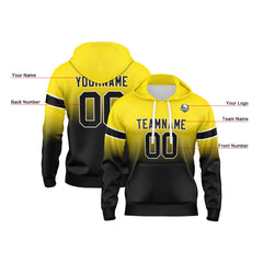 Custom Gradient Hoodie For Man Woman Girl Boy Print Your Logo Name Number Yellow Black