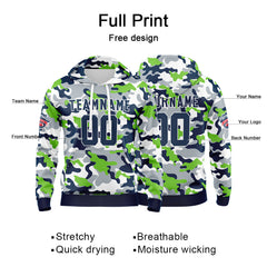 Custom Sweatshirt Hoodie For Men Women Girl Boy Print Your Logo Name Number Neon Green&Navy