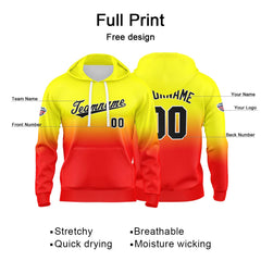 Custom Gradient Hoodie For Man Woman Girl Boy Print Your Logo Name Number Yellow Red