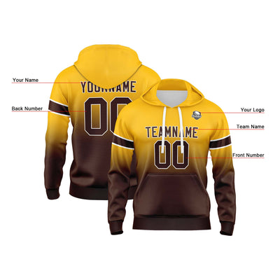 Custom Gradient Hoodie For Man Woman Girl Boy Print Your Logo Name Number Yellow Brown