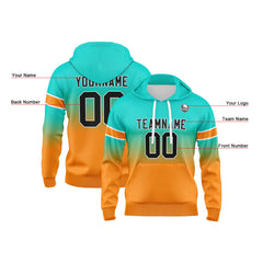 Custom Gradient Hoodie For Man Woman Girl Boy Print Your Logo Name Number Teal Orange