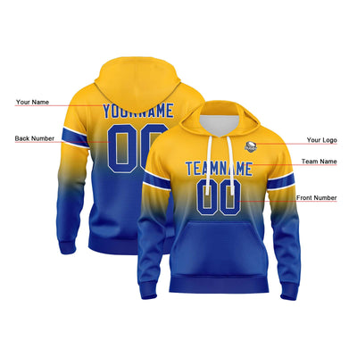Custom Gradient Hoodie For Man Woman Girl Boy Print Your Logo Name Number Yellow Blue