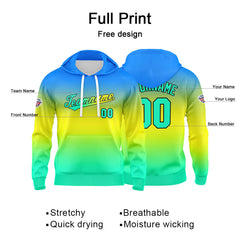 Custom Sweatshirt Hoodie For Man Woman Girl Boy Print Your Logo Name Number Blue Yellow Green