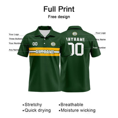 Custom Football Polo Shirts  for Men, Women, and Kids Add Your Unique Logo&Text&Number Green Bay