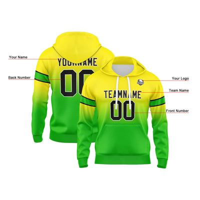 Custom Gradient Hoodie For Man Woman Girl Boy Print Your Logo Name Number Yellow Green