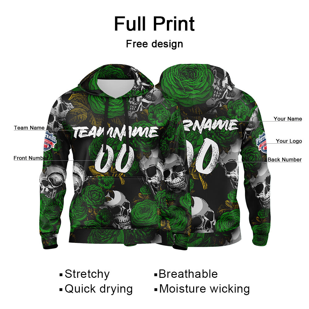 Custom Sweatshirt Hoodie For Man Woman Girl Boy Print Your Logo Name Number Green&Yellow