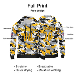 Custom Sweatshirt Hoodie For Men Women Girl Boy Print Your Logo Name Number Yellow&Black