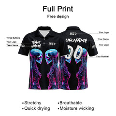 Custom Machinery Skeleton-Black&Blue Football Polo Shirts Add Your Unique Logo/Name/Number