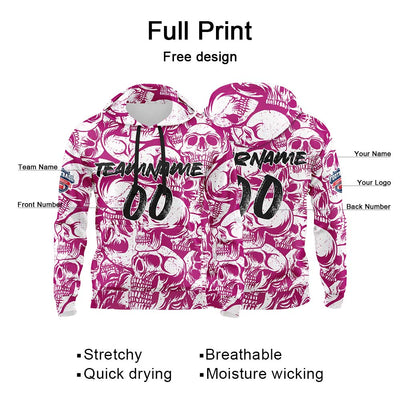 Custom Sweatshirt Hoodie For Man Woman Girl Boy Print Your Logo Name Number Red Violet&White