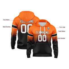 Custom Gradient Hoodie For Man Woman Girl Boy Print Your Logo Name Number Orange Black