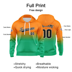 Custom Gradient Hoodie For Man Woman Girl Boy Print Your Logo Name Number Orange Green