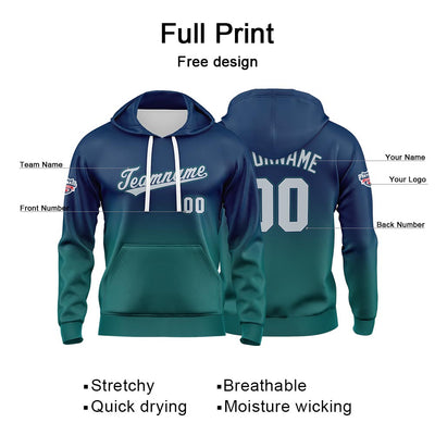 Custom Gradient Hoodie For Man Woman Girl Boy Print Your Logo Name Number Navy Green