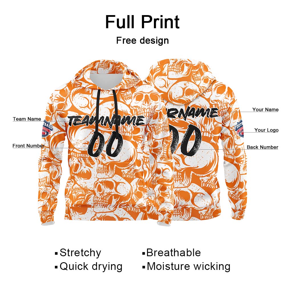 Custom Sweatshirt Hoodie For Man Woman Girl Boy Print Your Logo Name Number Orange&White